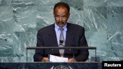 FILE - Eritrea's President Isaias Afwerki addresses the United Nations General Assembly at the U.N. headquarters, in New York, Sept. 23, 2011.