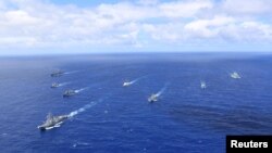 来自美国、智利、秘鲁、法国和加拿大的海军舰艇参加2018年的军演