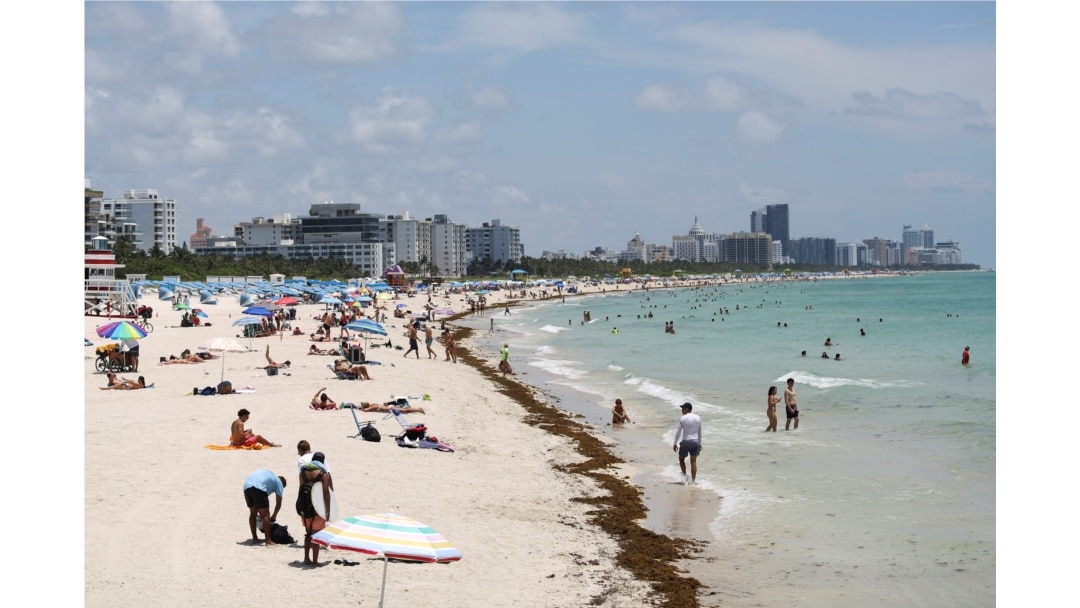 A general view of the South Beach as beaches are reopened with restrictions to limit the spread of the coronavirus disease (COVID-19), in Miami Beach, Florida, U.S., June 10, 2020.