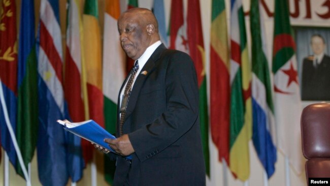 FILE - Former President of Botswana and then-U.N. special envoy Festus Mogae attends climate change conference in Algiers, Nov. 19, 2008. 