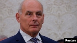 White House Chief of Staff John Kelly attends an Oval Office meeting between U.S. President Donald Trump and Italian Prime Minister Giuseppe Conte at the White House in Washington, July 30, 2018. 