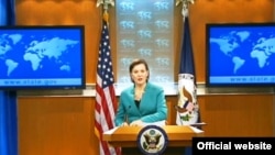 Juru bicara Departemen Luar Negeri Amerika, Victoria Nuland dalam sebuah jumpa pers di Washington, DC (21/2).