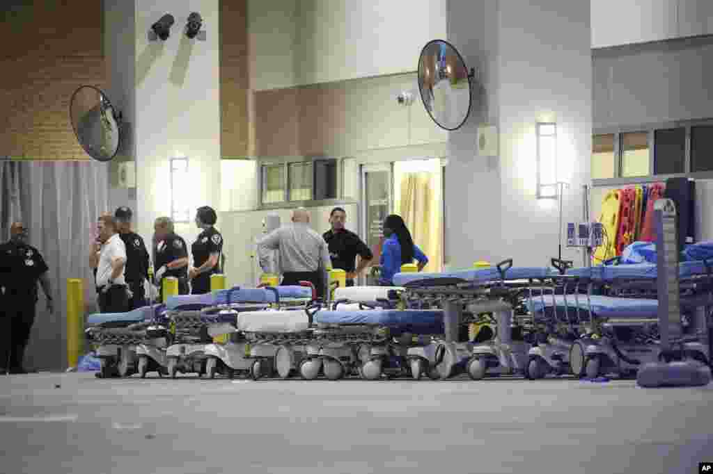 Emergency personnel at Orlando Regional Medical Center hospital prepare to treat people wounded at the Pulse Orlando nightclub in Orlando, Florida, June 12, 2016.