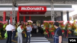FILE - McDonald's celebrates one year of operating in Vietnam amid a global slowdown in sales. (VOA/Lien Hoang)