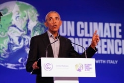 Bivši predsednik Barak Obama govori na Klimatskom samitu UN COP26, u Glazgovu u Škotskoj, 8. novembra 2021.