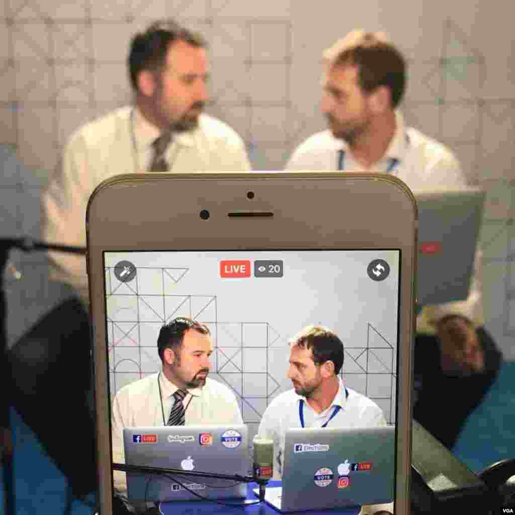 VOA Eurasia Division's Bratislav Djordjevic (L) and Alen Mlatisuma (R) reporting from the DNC in Philadelphia.