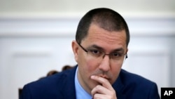 Le ministre des Affaires étrangères du Venezuela, Jorge Arreaza, à Belgrade (Serbie), le samedi 16 mars 2019.