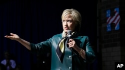 Democratic presidential candidate Hillary Rodham Clinton speaks during a community forum in Davenport, Iowa, Oct. 6, 2015.