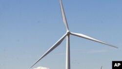 六月三日拍攝的位於美國華盛頓州哥倫比亞峽谷的風輪机