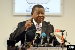FILE - Congolese government spokesman and minister of information, communications and medias Lambert Mende.