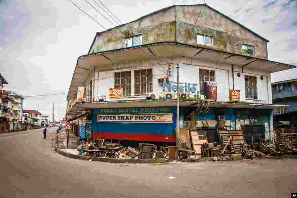 Streets are empty during a three-day lockdown to prevent the spread on the Ebola virus, in Freetown, Sierra Leone, Sept. 21, 2014.