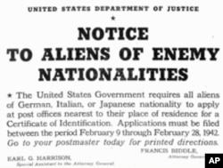 In 1942, the Department of Justice issued notices advising aliens to register for Certificates of Identification at their local post office.