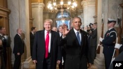 Suasana menjelang pelantikan Donald Trump menjadi Presiden AS ke-45, menggantikan Presiden Barack Obama, 20 Januari 2017.