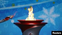 奥林匹克火炬抵达北京（路透社2021年10月20日）