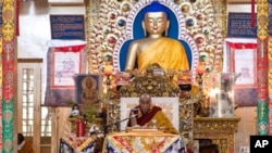 Scene from the preparation for the Guhyasamaja empowerment given at therequest of a Buddhist group from Russia in Dharamsala, India on November 30, 2010