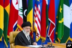 FILE - Iran's supreme leader Ayatollah Ali Khamenei in Tehran, Iran, Feb. 21, 2017.