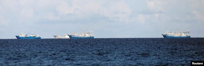 Chinese vessels are pictured in disputed South China Sea, April 21, 2017.