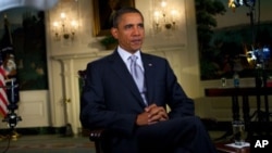 US President Barack Obama records the weekly address, 23 Oct 2010