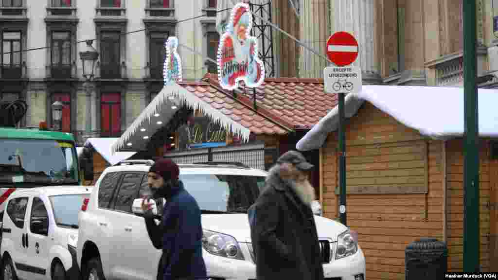 Despite remaining at the highest security alert levels, Brussels prepares for its annual Christmas markets, Nov. 24, 2015.