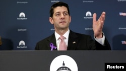 FILE - House Speaker Paul Ryan (R-WI) speaks at a news conference following a closed Republican party conference on Capitol Hill in Washington, May 11, 2016. 