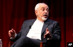 Ngoại trưởng Iran Javad Zarif tại Trung tâm Hợp tác Quốc tế của trường đại học New York 29/4/2015.