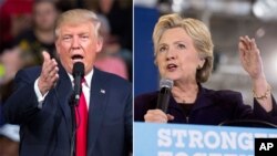 Dari kiri: Capres AS Donald Trump (Republik) dan Hillary Clinton (kanan) dalam rally kampanye mereka, pasca Debat kedua, Minggu (9/10) yang lalu.