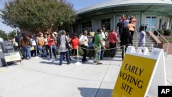 Voters line up during early voting in Raleigh, North Carolina, Oct. 20, 2016.