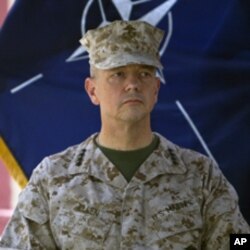 New International Security Assistance Force (ISAF) commander General John Allen attends the change of command ceremony in Kabul, July 18, 2011