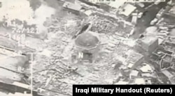 A still image taken from video shows a close up of the the destroyed Grand al-Nuri Mosque of Mosul in Iraq, June 21, 2017.
