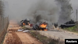 Hezbollah claimed responsibility for an attack on an Israeli military convoy near the village of Ghajar on Jan. 28, 2015. (REUTERS/Maruf Khatib)