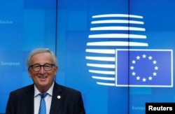 European Commission President Jean-Claude Juncker holds a news conference at the European Union leaders summit in Brussels, Belgium Oct. 18, 2018.