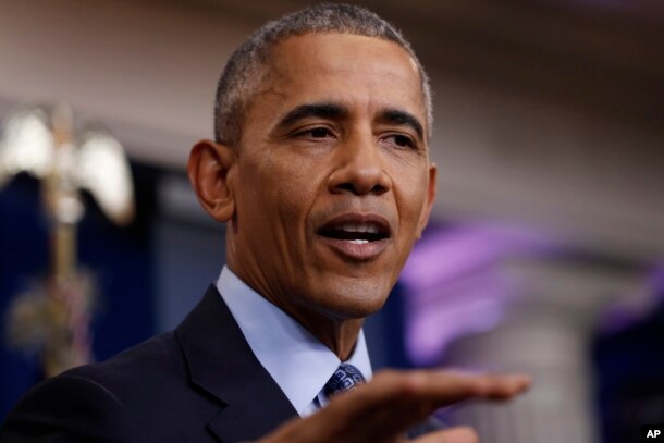 President Barack Obama answers questions from reporters at the White House, Jan. 18, 2017.
