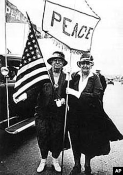 Jane Addams (right) was the first American woman to receive the Nobel Peace Prize.