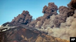 Gunung Etna di Catania, Italia mengeluarkan lava dan abu vulkanik saat meletus hari Senin (24/12). 