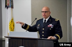 FILE -Lt. Gen. H.R. McMaster Jr., speaks at the Association of the United States Army, Nov. 1, 2016.