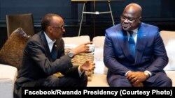 Prezida w'u Rwanda Paul Kagame n'uwa Kongo Felix Tshisekedi