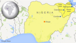 FILE—Map of Nigeria showing Monguno, Baga, Damaturu and Gombe.
