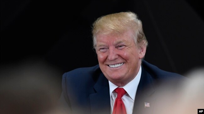美国总统特朗普2019年4月15日于明尼苏达州出席讨论会。(AP Photo/Susan Walsh)