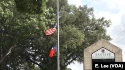 President Trump ordered U.S. flags be flown at half-staff until sunset May 22, 2018. This is the flag at Santa Fe Junior High in Santa Fe, Texas.
