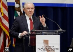 U.S. Attorney General Jeff Sessions addresses the California Peace Officers' Association at the 26th Annual Law Enforcement Legislative Day, March 7, 2018, in Sacramento, California.