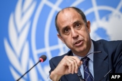 Tomás Ojea Quintana, special rapporteur on North Korea for the United Nations, attends a press conference, June 7, 2018, in Geneva.