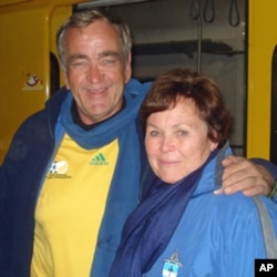 Guy and Sheryl Williams are enjoying the new experience of using public transportation in Johannesburg