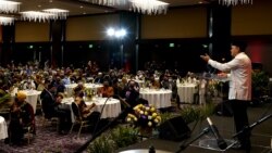 Duta Besar Indonesia Untuk Amerika Rosan Perkasa Roeslani membuka Muktamar Indonesian Muslim Society in America (IMSA) – Malaysian Islamic Student Group (MISG) di Los Angeles, pada 26 Desember 2021. (Foto: Courtesy of KBRI DC)