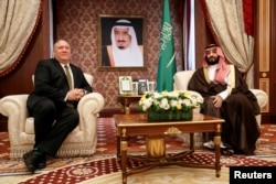U.S. Secretary of State Mike Pompeo meets with Saudi Arabia's Crown Prince Mohammed bin Salman at Al Salam Palace in Jeddah, Saudi Arabia June 24, 2019. Jacquelyn Martin/Pool via REUTERS