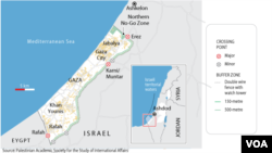 Map of Gaza with border crossings