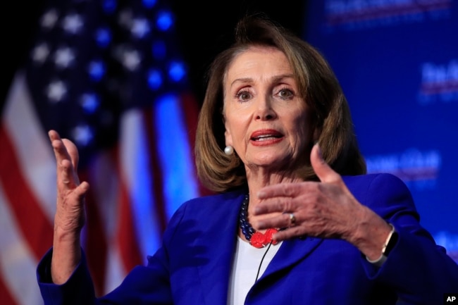 House Speaker Nancy Pelosi of Calif., speaks at an Economic Club of Washington luncheon gathering in Washington, March 8, 2019.