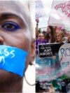 Pristalice (L) i protivnici (D) odluke o ukidanju ustavnog prava na abortus pred zgradom američkog Vrhovnog suda (Foto: AP/VOA graphic)