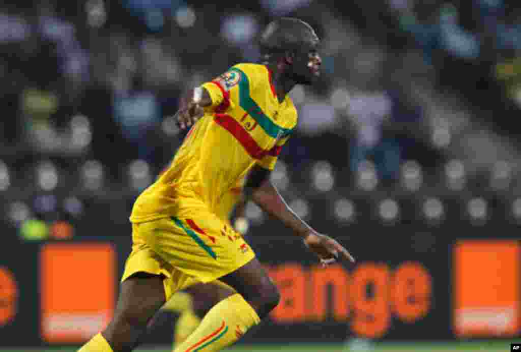 Mali's Bakaye Traore celebrates his goal during their African Nations Cup Group D soccer match against Guinea at Franceville Stadium