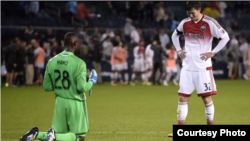 DC United goalkeeper Bilal "Bill" Hamid prays on the field. (Image taken from video courtesy of DC United)