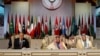 Arab League Secretary-General Ahmed Abul Gheit, Saudi Arabia's King Salman bin Abdulaziz and Saudi Arabia's Foreign Minister Ibrahim al-Assaf attend the 30th Arab Summit in Tunis, March 31, 2019. 